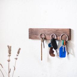 Wooden Magnetic Key Holder. Chestnut Wood Rack. Wall Organizer. Entryway Keys Storage, Hanger Magnet. Strong Sticker Mount - thumbnail 3