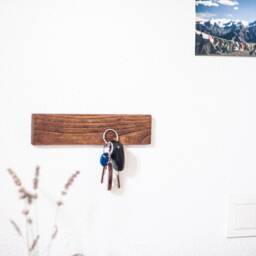 Wooden Magnetic Key Holder. Chestnut Wood Rack. Wall Organizer. Entryway Keys Storage, Hanger Magnet. Strong Sticker Mount - thumbnail 2