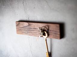 Wooden Magnetic Key Holder. Chestnut Wood Rack. Wall Organizer. Entryway Keys Storage, Hanger Magnet. Strong Sticker Mount - thumbnail 1