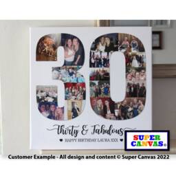30Th Birthday Number 30 Picture Photo Collage Display Framed Canvas Print Partner Girlfriend Boyfriend Husband Wife Friend Unique Gift - thumbnail 3