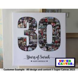 30Th Birthday Number 30 Picture Photo Collage Display Framed Canvas Print Partner Girlfriend Boyfriend Husband Wife Friend Unique Gift - thumbnail 1