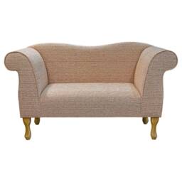 Handmade Small Chaise Lounge Caledonian Rose Fabric, Queen Anne Style - thumbnail 2