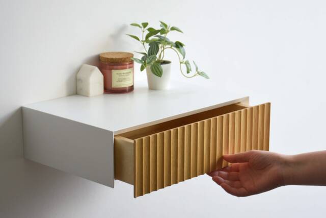 Minimalist Fluted Nightstand With Solid Oak Drawer - image 1