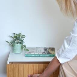 Minimalist Fluted Nightstand With Solid Oak Drawer - thumbnail 2
