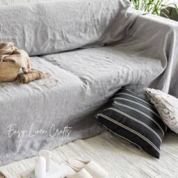 Linen Sofa Cover, Couch Linen Slipcover, Custom Natural Loveseat Throw Seat Cover - thumbnail 4