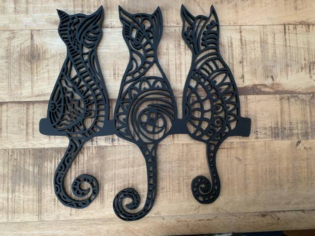 Cat Wall Decor Art Hanging Wooden Cat Lover Gift Decoration Animal Home Decor Laser Cut Doodle - image 1