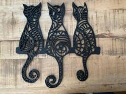 Cat Wall Decor Art Hanging Wooden Cat Lover Gift Decoration Animal Home Decor Laser Cut Doodle - thumbnail 1