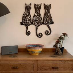 Cat Wall Decor Art Hanging Wooden Cat Lover Gift Decoration Animal Home Decor Laser Cut Doodle - thumbnail 2