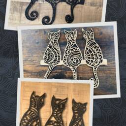 Cat Wall Decor Art Hanging Wooden Cat Lover Gift Decoration Animal Home Decor Laser Cut Doodle - thumbnail 3