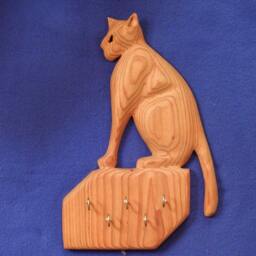 Puss & Hooks-Cat Carved Key Holder-Pussy Cat Carving Rack - thumbnail 3