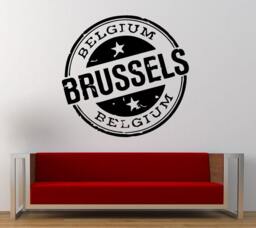 Belgium Brussels Stamp Wall Decal Sticker Vinyl Mural Leaving Bedroom Room Home Decor Free Shipping L348 - thumbnail 1