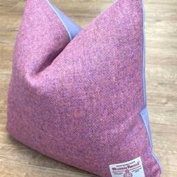 Deep Purple Hummingbird Velvet & Pink Harris Tweed Cushion 18 - thumbnail 2