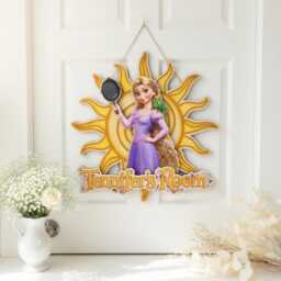 Personalized Rapunzel Door Name Sign, Tangled Room Decor With Custom Name, Princess Bedroom Wall Hanging, Sun Pascal Sign - thumbnail 4