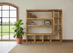 Setley Rustic Shelving Bookcase Handcrafted Solid Wood Display & Storage Shelves