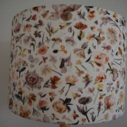 Peach Floral Lampshade Brown & Orange Flower Pattern Handmade Drum Lamp Shade Ceiling Pendant Or Table Floor Various Sizes - thumbnail 2