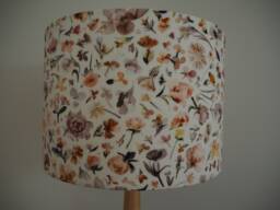 Peach Floral Lampshade Brown & Orange Flower Pattern Handmade Drum Lamp Shade Ceiling Pendant Or Table Floor Various Sizes - thumbnail 1