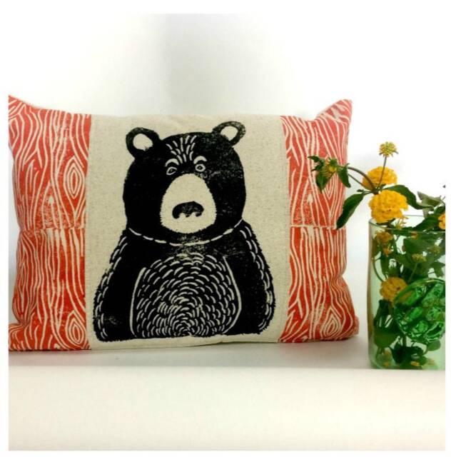 Black Bear Pillow - Your Choice Of Wood Grain Color - image 1