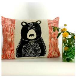 Black Bear Pillow - Your Choice Of Wood Grain Color
