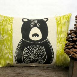 Black Bear Pillow - Your Choice Of Wood Grain Color - thumbnail 2