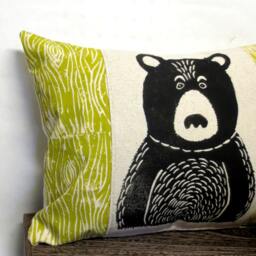 Black Bear Pillow - Your Choice Of Wood Grain Color - thumbnail 3