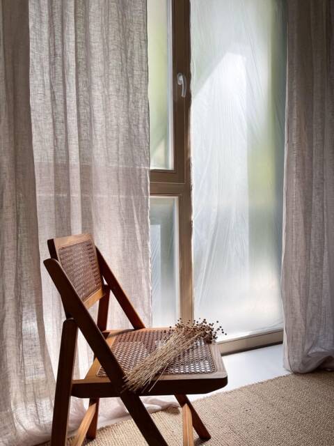 Thin Natural Linen Curtain, Washed Drapery For Bedroom, Custom Size, Drapes - 1 Pcs - image 1