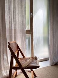 Thin Natural Linen Curtain, Washed Drapery For Bedroom, Custom Size, Drapes - 1 Pcs