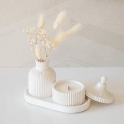 Handmade Gypsum Candle Gift Set - Coconut Wax, Wooden Wick - thumbnail 1