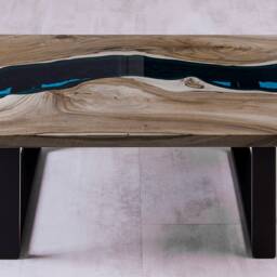Live Edge Coffee Table, River Table, Coffee Walnut Unique Handmade Wooden Industrial Table - thumbnail 3