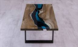 Live Edge Coffee Table, River Table, Coffee Walnut Unique Handmade Wooden Industrial Table - thumbnail 1
