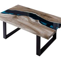 Live Edge Coffee Table, River Table, Coffee Walnut Unique Handmade Wooden Industrial Table - thumbnail 4