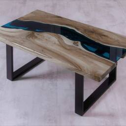 Live Edge Coffee Table, River Table, Coffee Walnut Unique Handmade Wooden Industrial Table - thumbnail 2