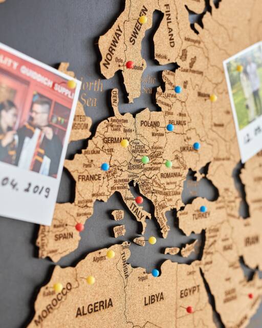 World Map Push Pin, Wall Art, Wooden Travel Map, Cork Board Apartment Decor, Pin Above Bed 2D Of The - image 1