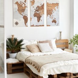 World Map Push Pin, Wall Art, Wooden Travel Map, Cork Board Apartment Decor, Pin Above Bed 2D Of The - thumbnail 3