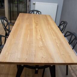 Narvik Industrial Dining Table, Loft Style Modern, Hand Made, Base Powder Coated & Stainless Steel , Handmade Furniture - thumbnail 3