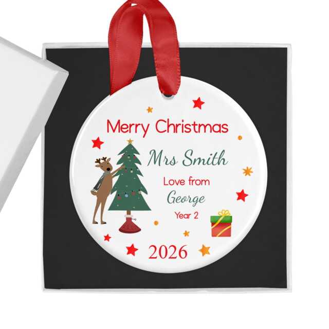 Personalised 2026 Teacher Christmas Bauble With Gift Box, Custom End Of Term Gift, Decoration, Teaching Assistant - image 1