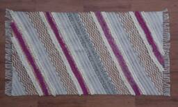 Hand Block Printed Rug, 34x60 Inch, Pink Woven Dhurie, Bohemian Flatweave Indigo Rug For Home Decor Cp-03 - thumbnail 1