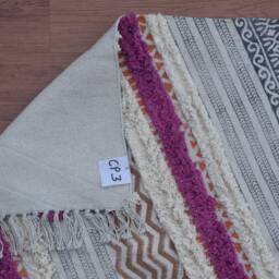 Hand Block Printed Rug, 34x60 Inch, Pink Woven Dhurie, Bohemian Flatweave Indigo Rug For Home Decor Cp-03 - thumbnail 4