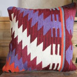Vintage Kilim Pillow Cover - 16 Inch Handwoven Slit Weave Cushion - thumbnail 2