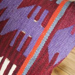Vintage Kilim Pillow Cover - 16 Inch Handwoven Slit Weave Cushion - thumbnail 3