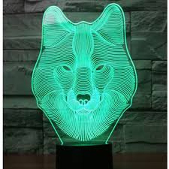 Wolf Head 3D Illusion Smart App Control Night Light Bluetooth, Music, 7&16M Color Mobile App, Made in UK - image 1
