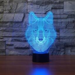 Wolf Head 3D Illusion Smart App Control Night Light Bluetooth, Music, 7&16M Color Mobile App, Made in UK - thumbnail 3