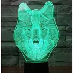 Wolf Head 3D Illusion Smart App Control Night Light Bluetooth, Music, 7&16M Color Mobile App, Made in UK