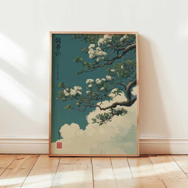 Sakura Blossom Poster - Japanese Botanical Illustration Vintage Nature Wall Art - image 1