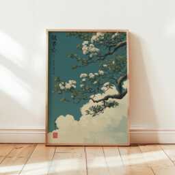 Sakura Blossom Poster - Japanese Botanical Illustration Vintage Nature Wall Art - thumbnail 1