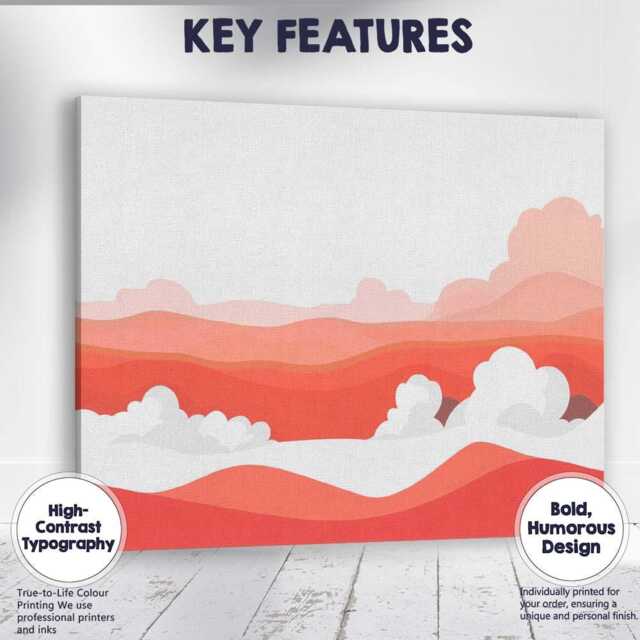 Abstract Coral Landscape Rolling Hills Minimal Scenic Illustration Canvas Wall Art Print Decor Picture Ready To Hang - image 1