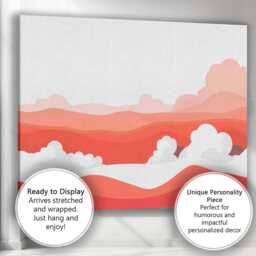Abstract Coral Landscape Rolling Hills Minimal Scenic Illustration Canvas Wall Art Print Decor Picture Ready To Hang - thumbnail 3