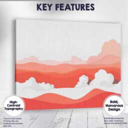 Abstract Coral Landscape Rolling Hills Minimal Scenic Illustration Canvas Wall Art Print Decor Picture Ready To Hang - thumbnail 1