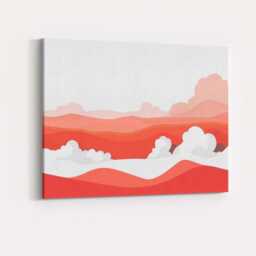Abstract Coral Landscape Rolling Hills Minimal Scenic Illustration Canvas Wall Art Print Decor Picture Ready To Hang - thumbnail 4
