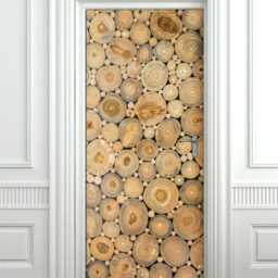 Wood Logs Wall Decal, Rings Trunks Door Sticker, Mural, Room Decor, Cover - thumbnail 2