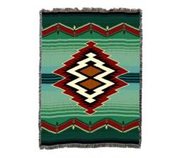 Turak Southwest Woven Tapestry Blanket, Native American Inspired Pattern, Tribal Camp Throw 100% Cotton Made in Usa 72x54